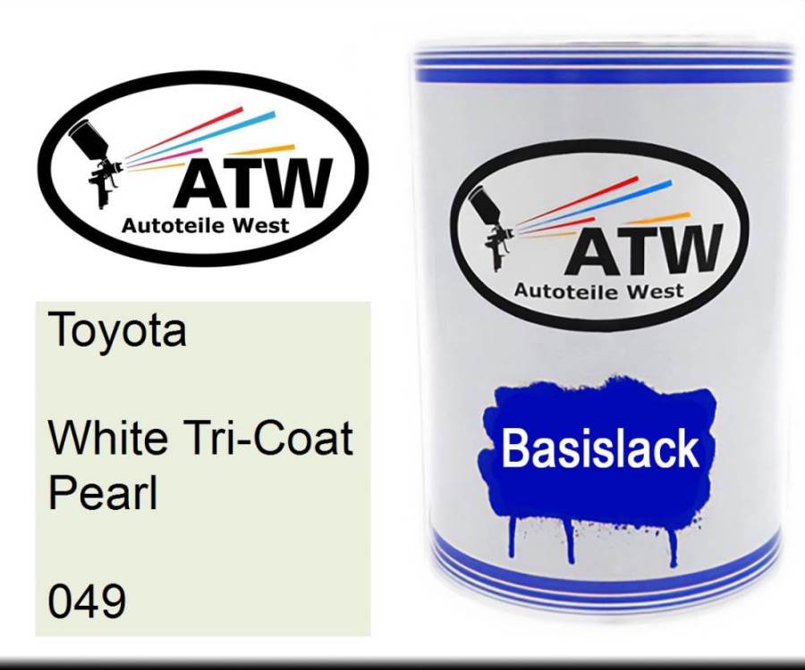 Toyota, White Tricoat Pearl, 049: 500ml Lackdose, von ATW Autoteile West.